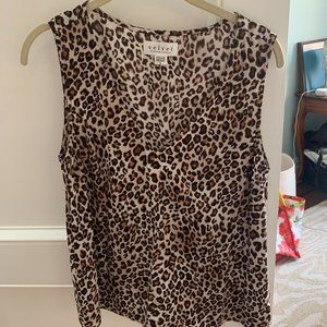 Velvet by Graham & Spencer cheetah print silk top, size S
